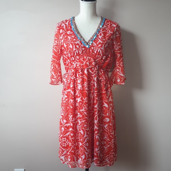 NWT Gaudi red printed dress 20” ptp - Picture 2 of 10